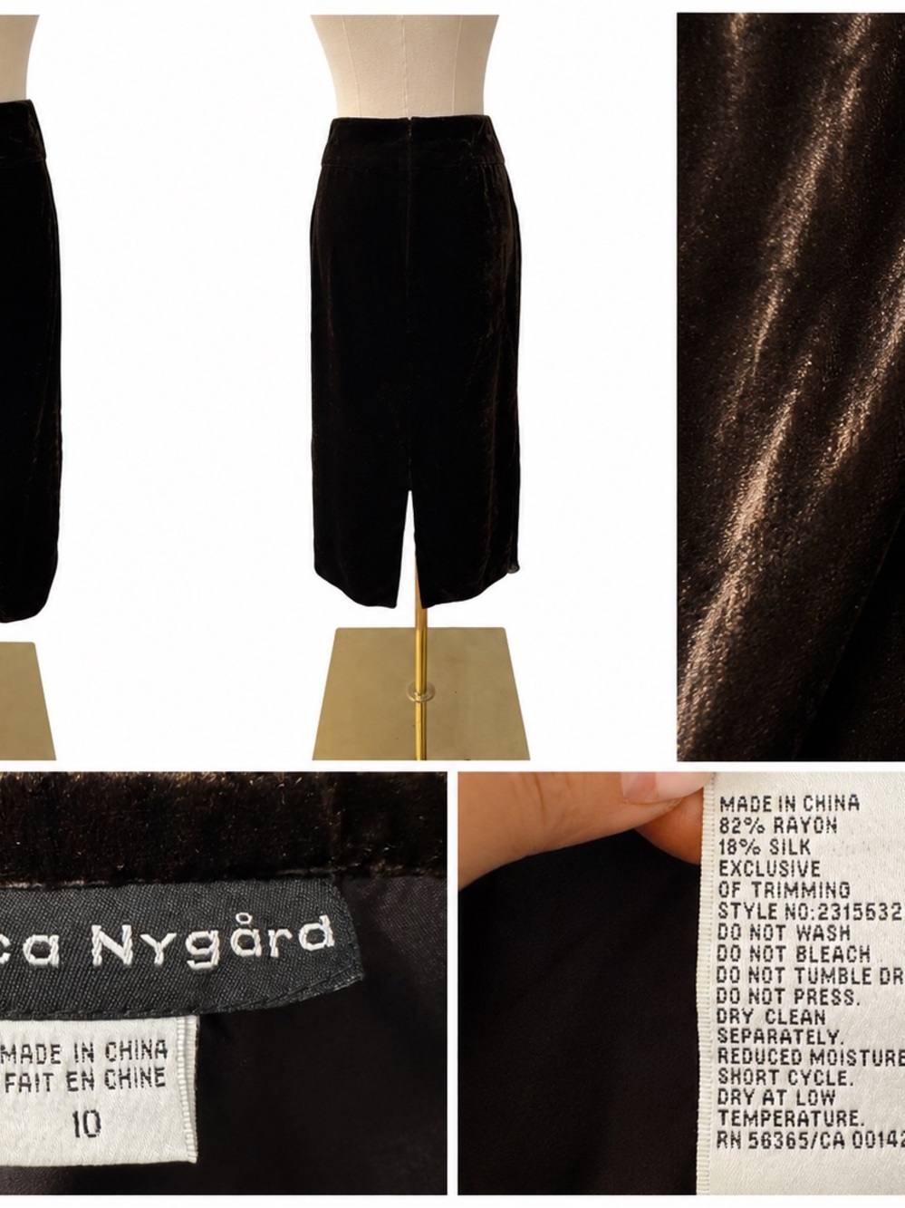 Erica Nygård Black Velvet Midi Skirt